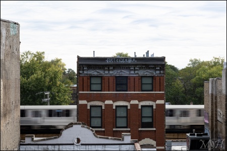 Chicago Rooftop Train thru Building